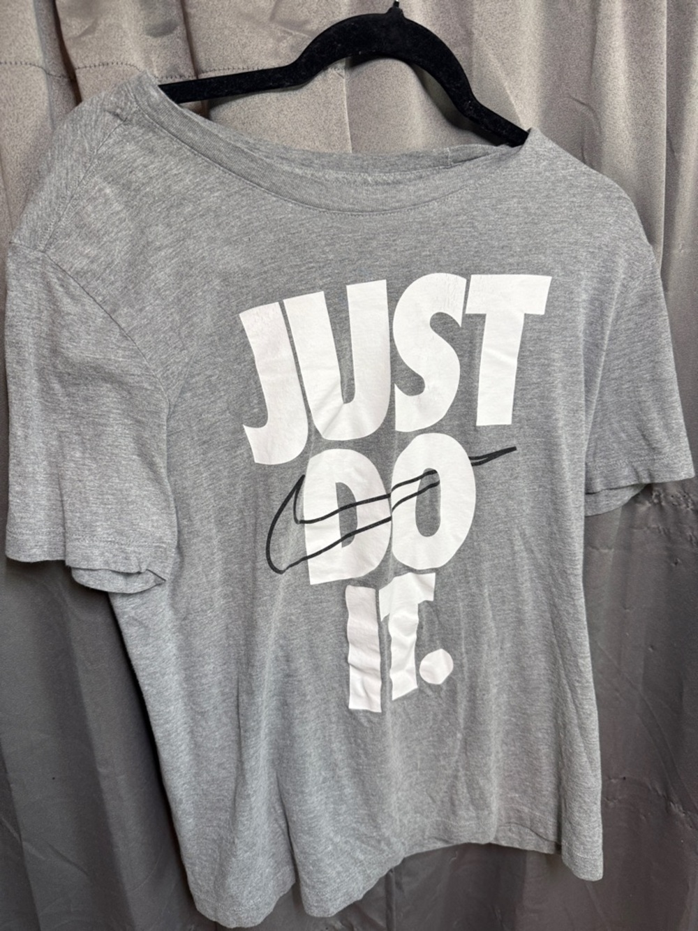 Nike Grey Tee with White "JUST DO IT." and Black Swoosh